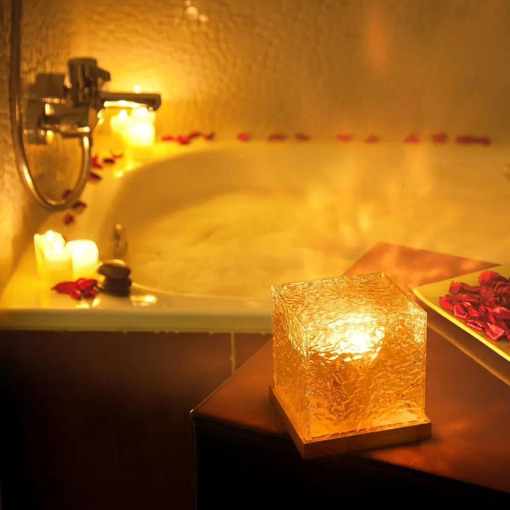 Aurora Borealis Lamp – Wooden Base, Colorful Cube for Bedroom or Living Room Decoration