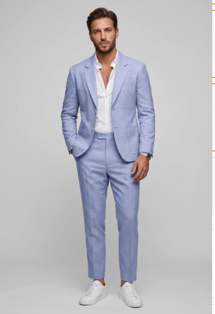 Herresæt Slim Fit To Dele med Hagerevers – Jakke og Bukser