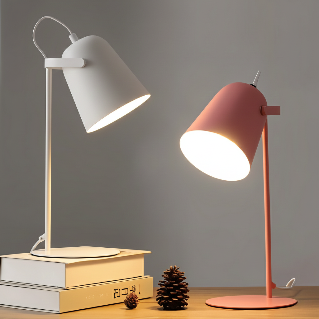 Bordlampe Skandinavisk Design – Justerbar Arm i Farverigt Macaron-Look