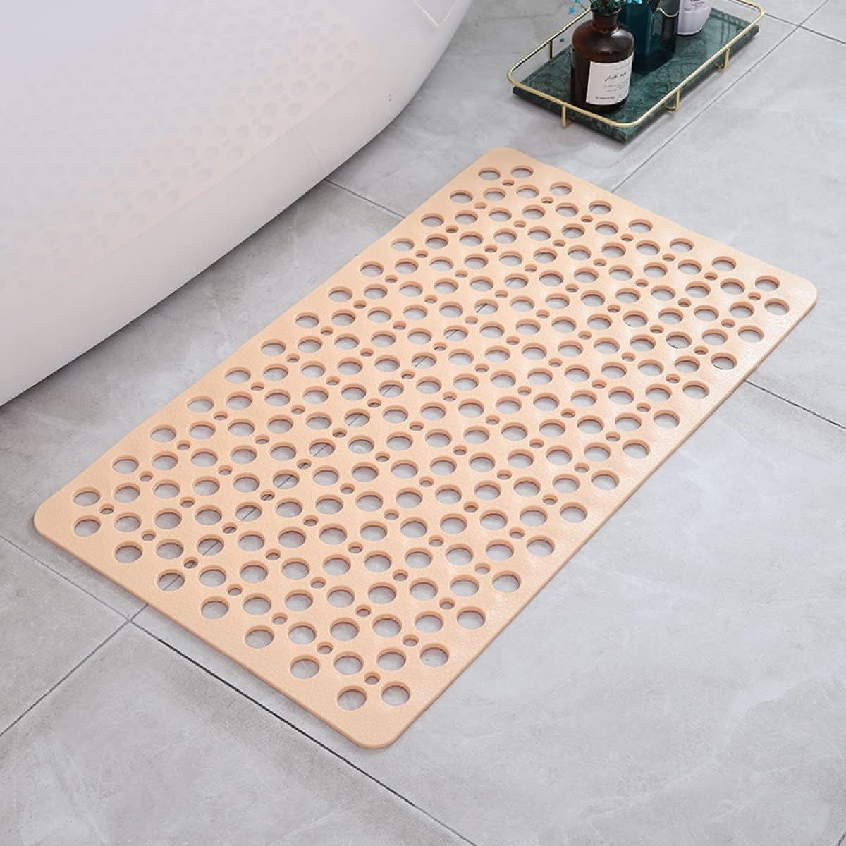 Anti-slip Brush Mat – PVC, White with Suction Cups for Safety and Hygiene in the Bathroom