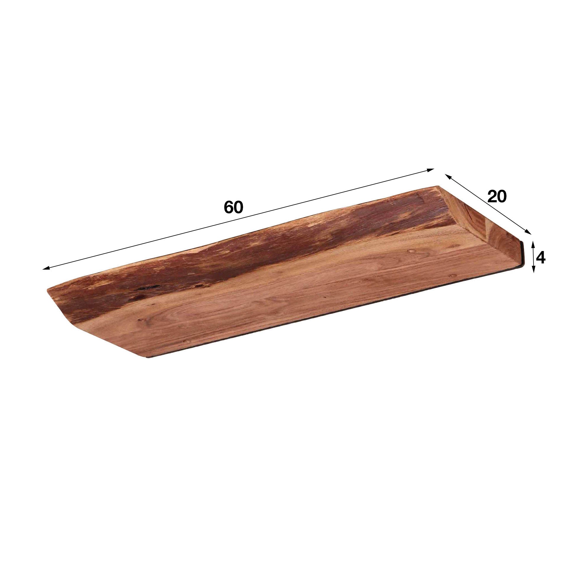 Wall Shelf – Acacia Wood with Black Steel Frame, Industrial Design for the Living Room or Bedroom