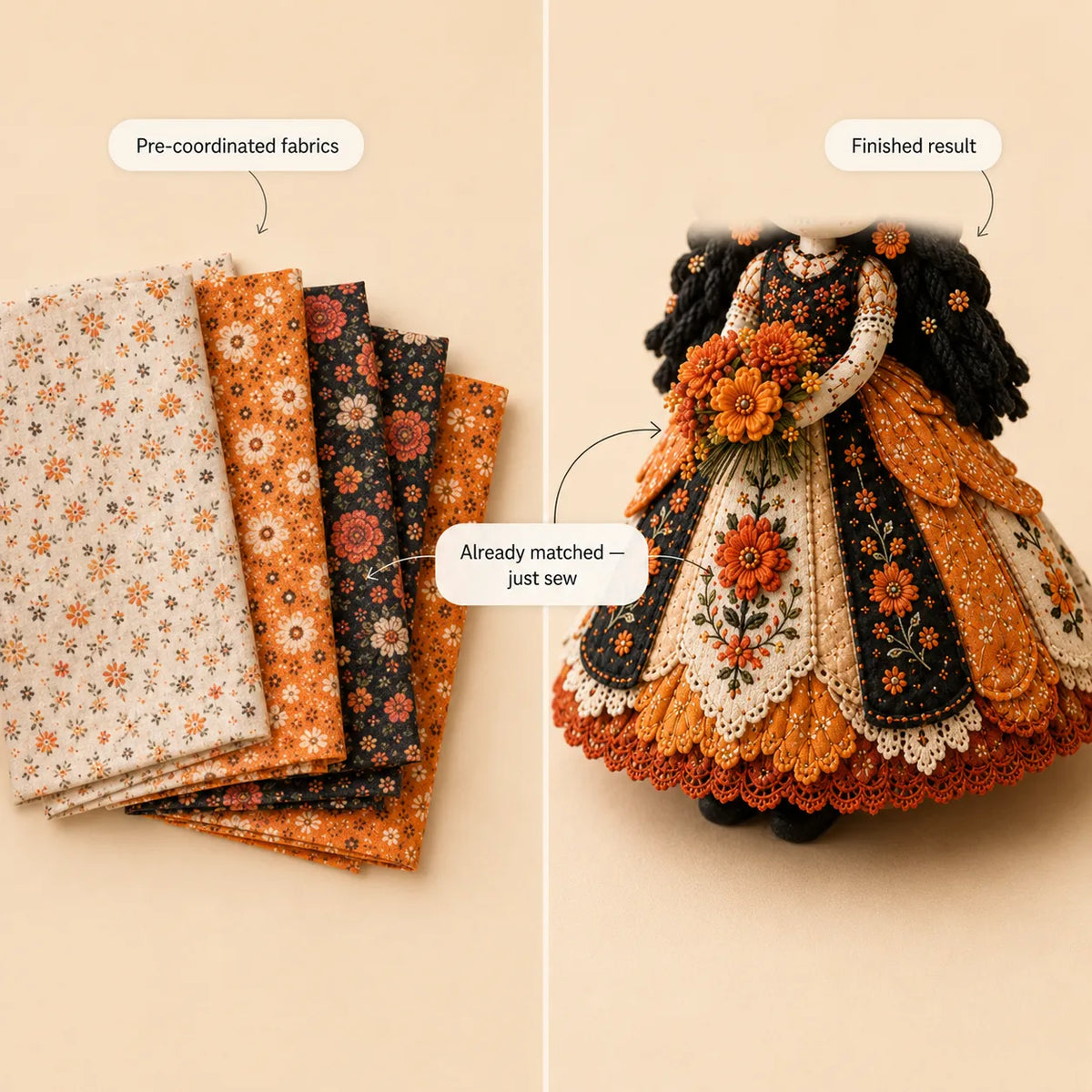 Day of the Dead Patchwork Dukke Hobbysæt til Begyndere