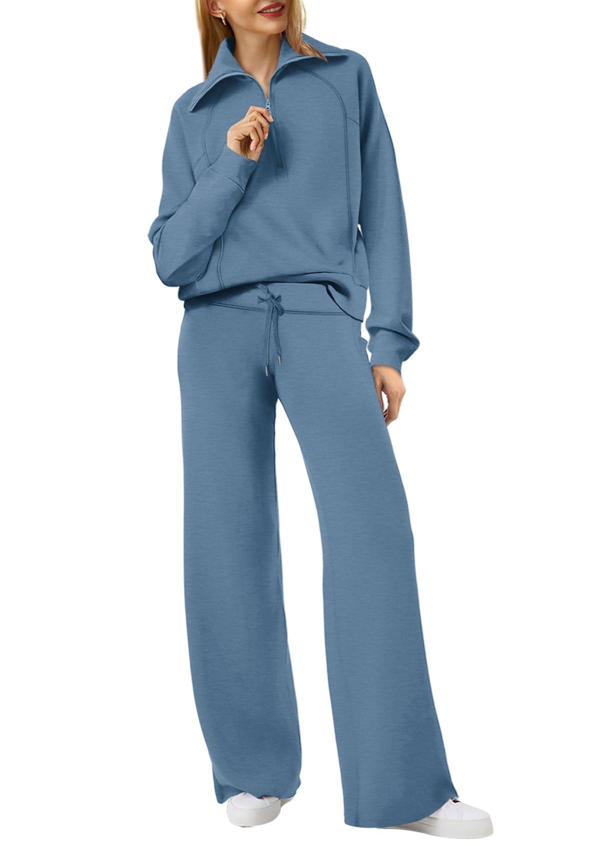 Dame Loungewear Sæt med Halv Lynlås og Bukser