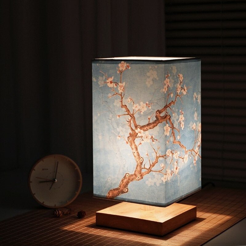 Table lamp – Fabric with Japanese pattern, Nordic design for bedroom or living room