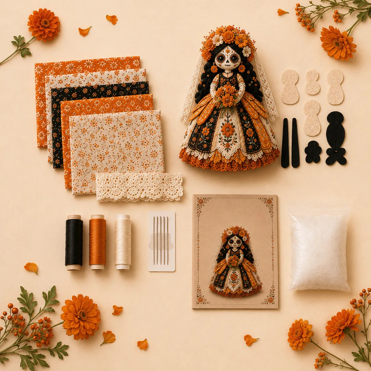Day of the Dead Patchwork Dukke Hobbysæt til Begyndere