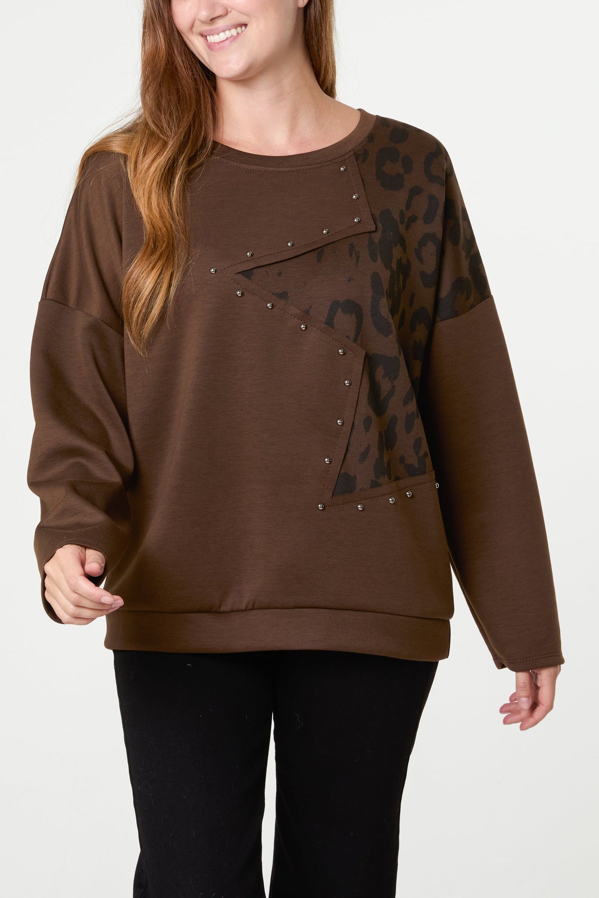 Dame Trøje med Nitter og Stjernedetaljer - Strikket Pullover