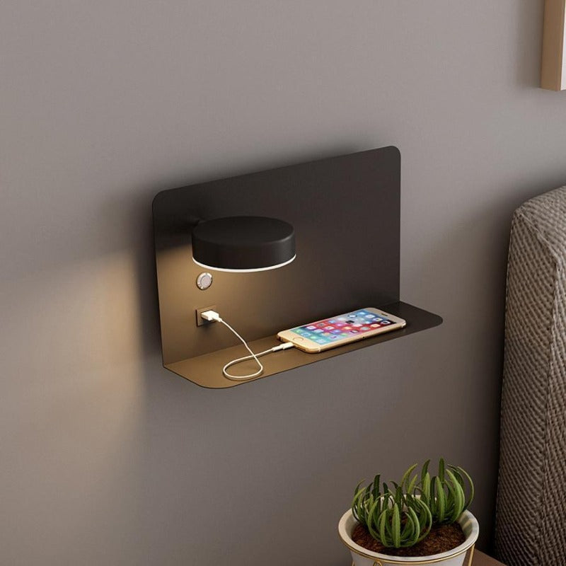 Modern LED Wall Lamp – Silver, With USB Port and 3 Colors for the Bedroom or Home Office