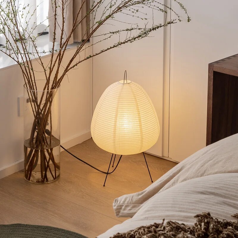 Japansk Rispapirlampe – Bordlampe med LED-lys