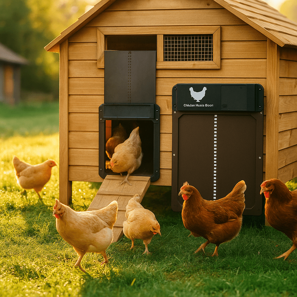 Automatic Chicken Coop Door – Weatherproof, Brown with Light Sensor for Secure Access to the Chicken Coop