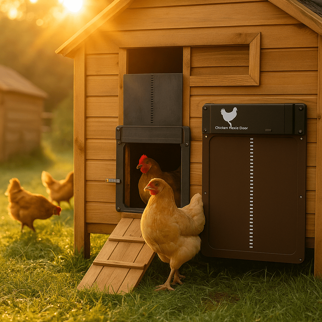 Automatic Chicken Coop Door – Weatherproof, Brown with Light Sensor for Secure Access to the Chicken Coop