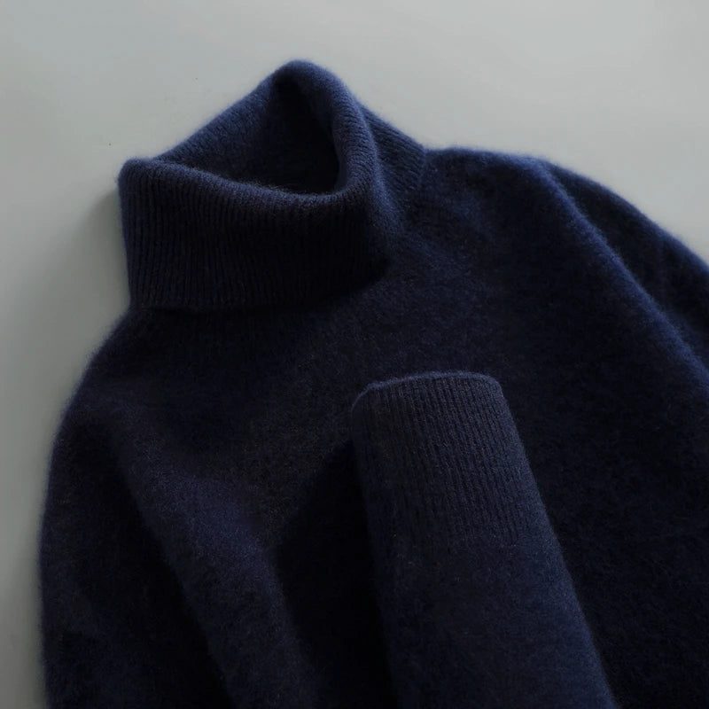 Dame Rullekrave Sweater med Ribbet Krave og Lange Ærmer