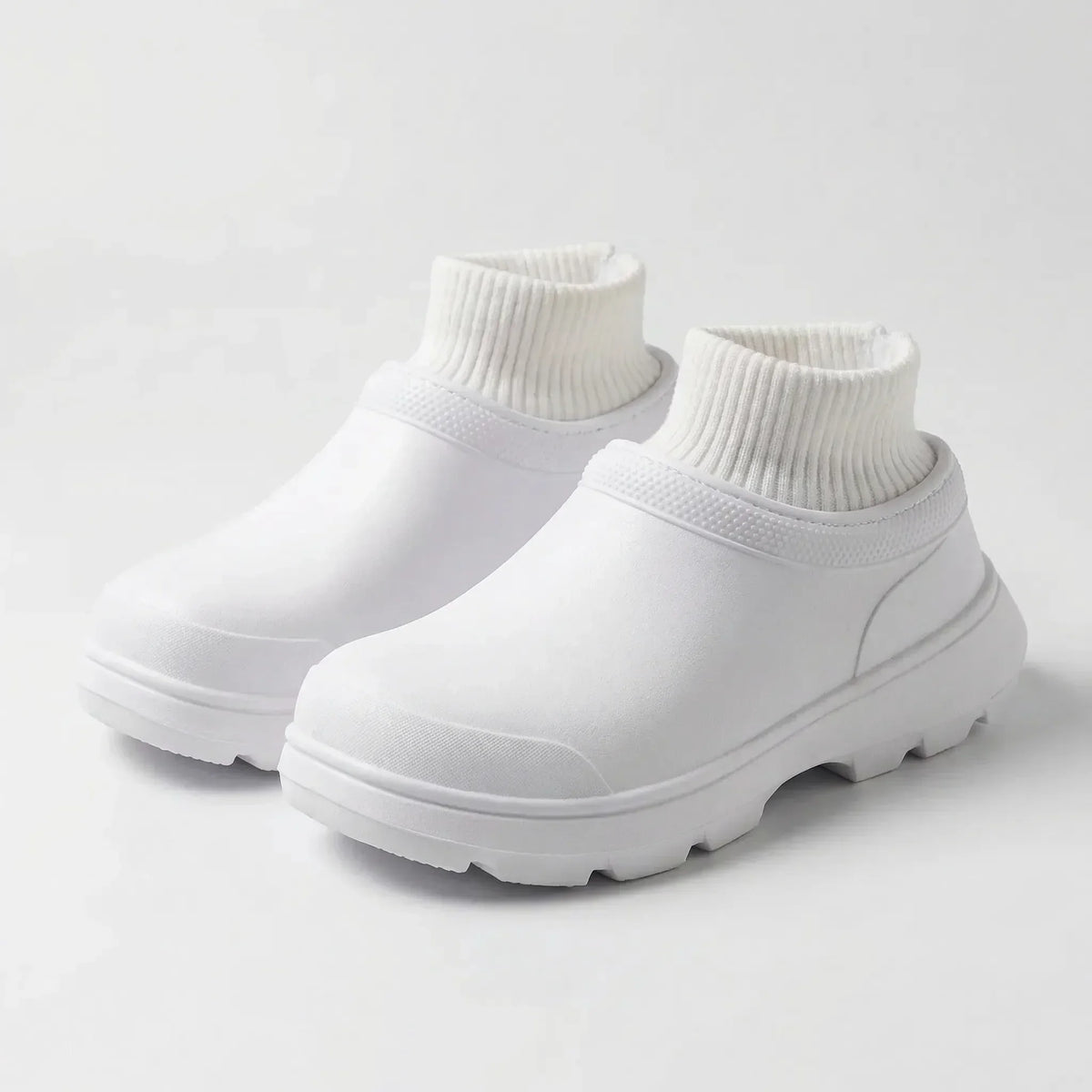 Dame Træsko med Strikket Ankelmanchet - Vandtætte Slip-On Clogs