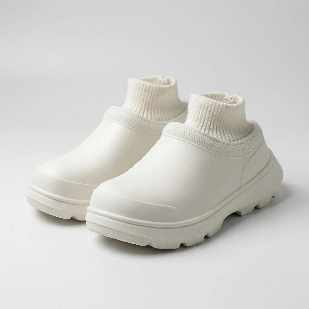 Dame Træsko med Strikket Ankelmanchet - Vandtætte Slip-On Clogs