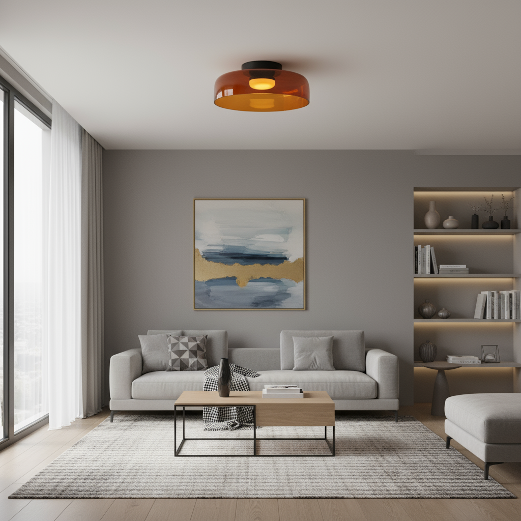 Scandinavian Glass Ceiling Lamp – Modern Design with Three-colored LED for Living Room or Dining Room
