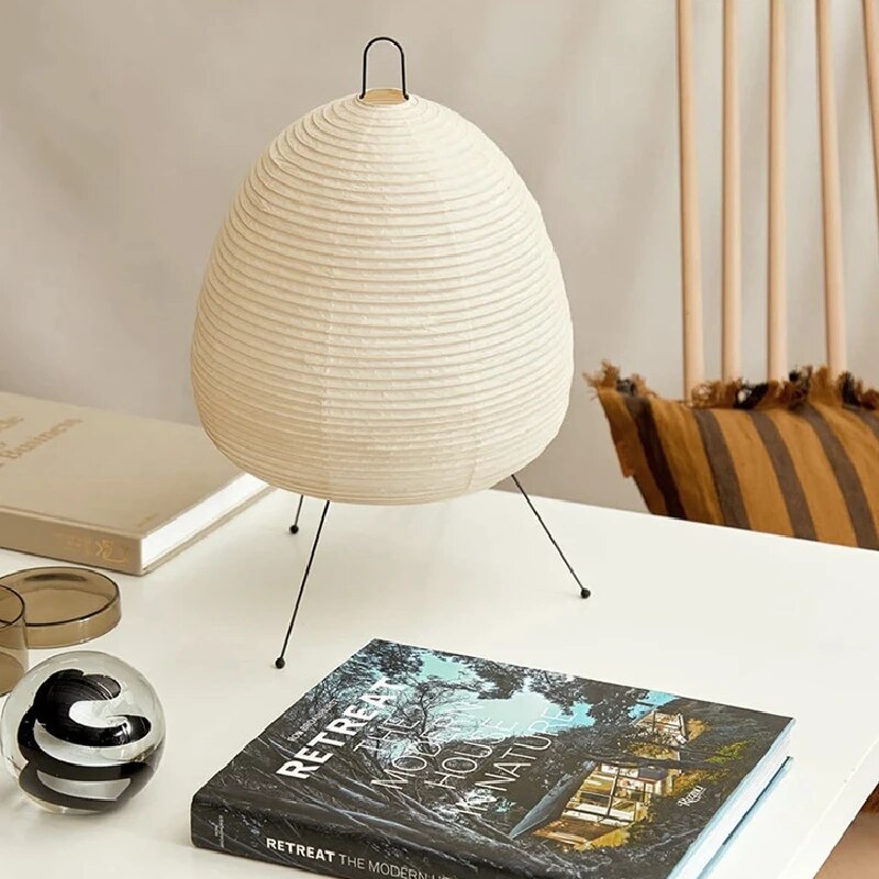 Japansk Rispapirlampe – Bordlampe med LED-lys