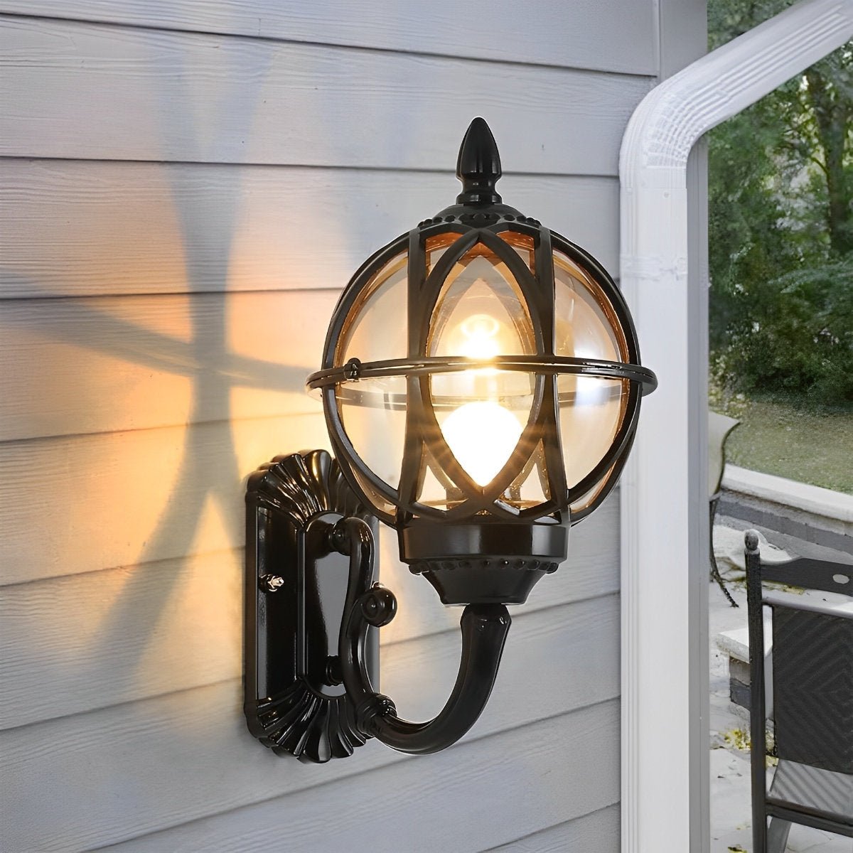 Wall Lamp – Black and Bronze, Retro Aluminum for the Garden, Porch, or Outdoor Wall