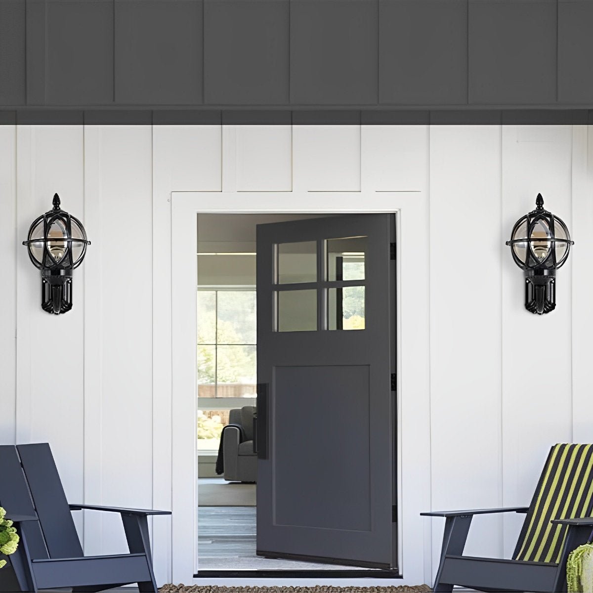 Wall Lamp – Black and Bronze, Retro Aluminum for the Garden, Porch, or Outdoor Wall