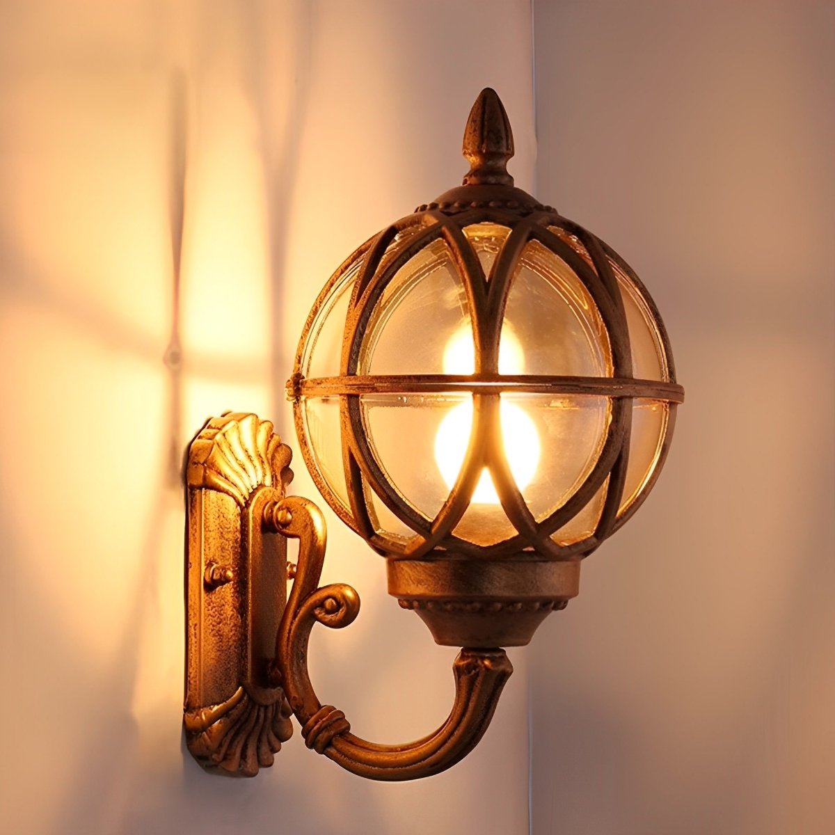 Wall Lamp – Black and Bronze, Retro Aluminum for the Garden, Porch, or Outdoor Wall