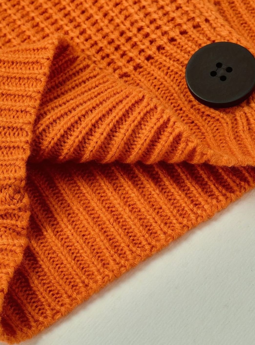 Dame Strikket Sweater Rib med Foldet Krave – Løs Pasform