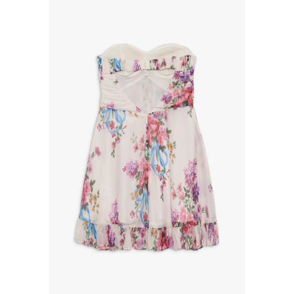 Dame Mini Kjole Blomsterprint Stropløs