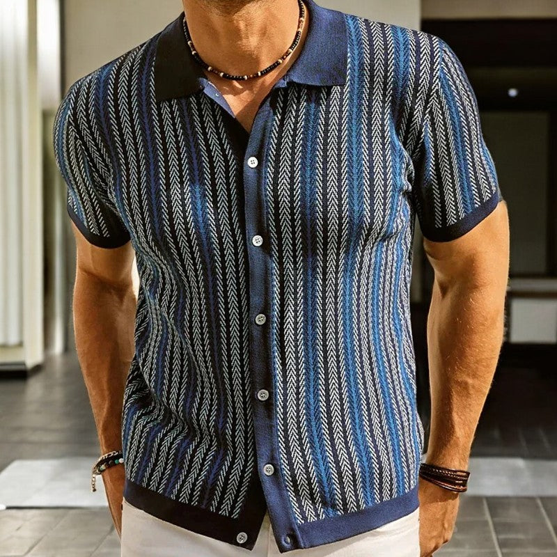 Herreskjorte Button-Down i Økologisk Bomuldsmix, Herringbone