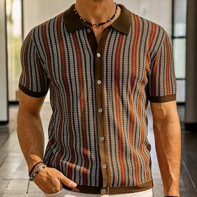 Herreskjorte Button-Down i Økologisk Bomuldsmix, Herringbone