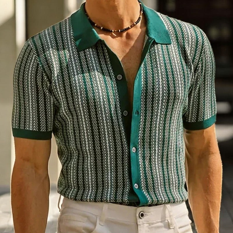 Herreskjorte Button-Down i Økologisk Bomuldsmix, Herringbone