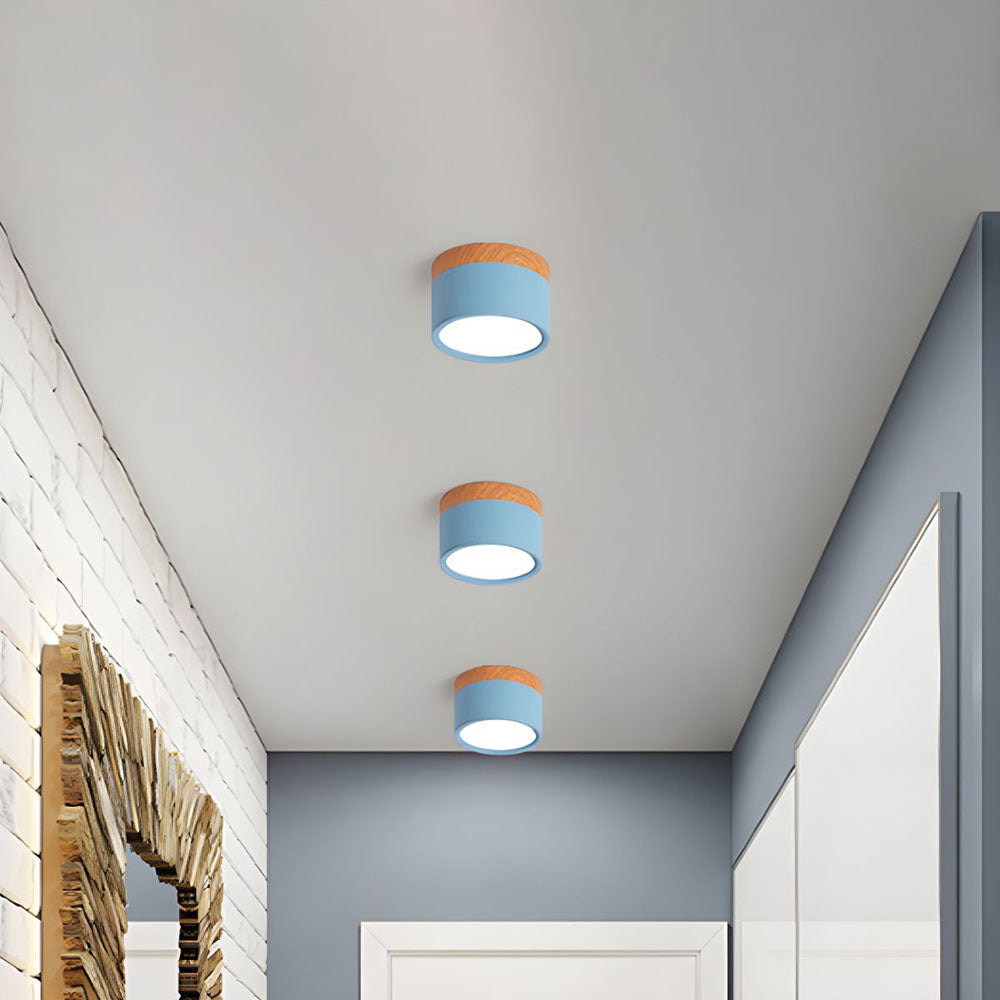 Ceiling Lamp – Aluminum with Wood Accent, Modern Design for the Entryway, Dining Room, or Living Room