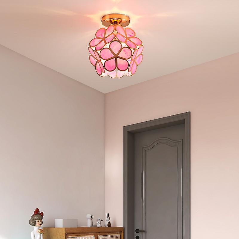 Lámpara de techo – Acrílico dorado con detalles transparentes, con forma de flor, para el dormitorio o el pasillo