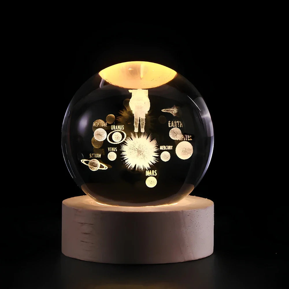 Luminous Crystal Bal – Glas, Varm Hvid Belysning til Soveværelse eller Stue Dekoration