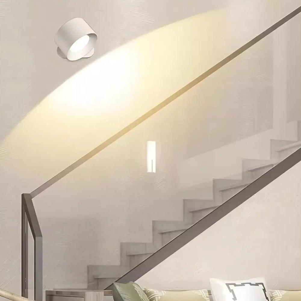 Rechargeable Wall Lamp – Cylindrical Design in White for Bedroom, Living Room or Hallway with Anstäländer