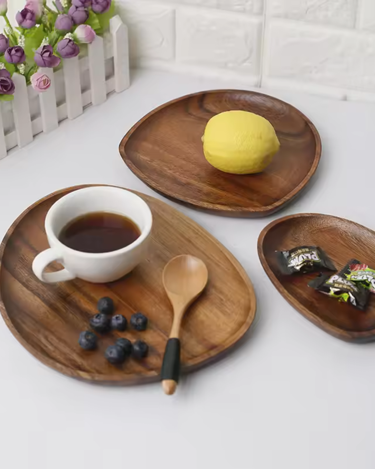 Tree Serving Board Set – Natural Acacia, Rustic Style for Kitchen or Dining Table