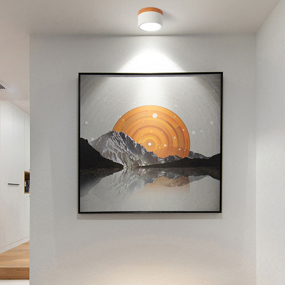 Ceiling Lamp – Aluminum with Wood Accent, Modern Design for the Entryway, Dining Room, or Living Room