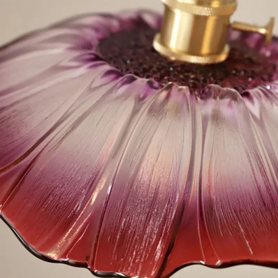 Ceiling Lamp – Deep Red Glass, Flower Shape for Dining Table or Living Room Decoration