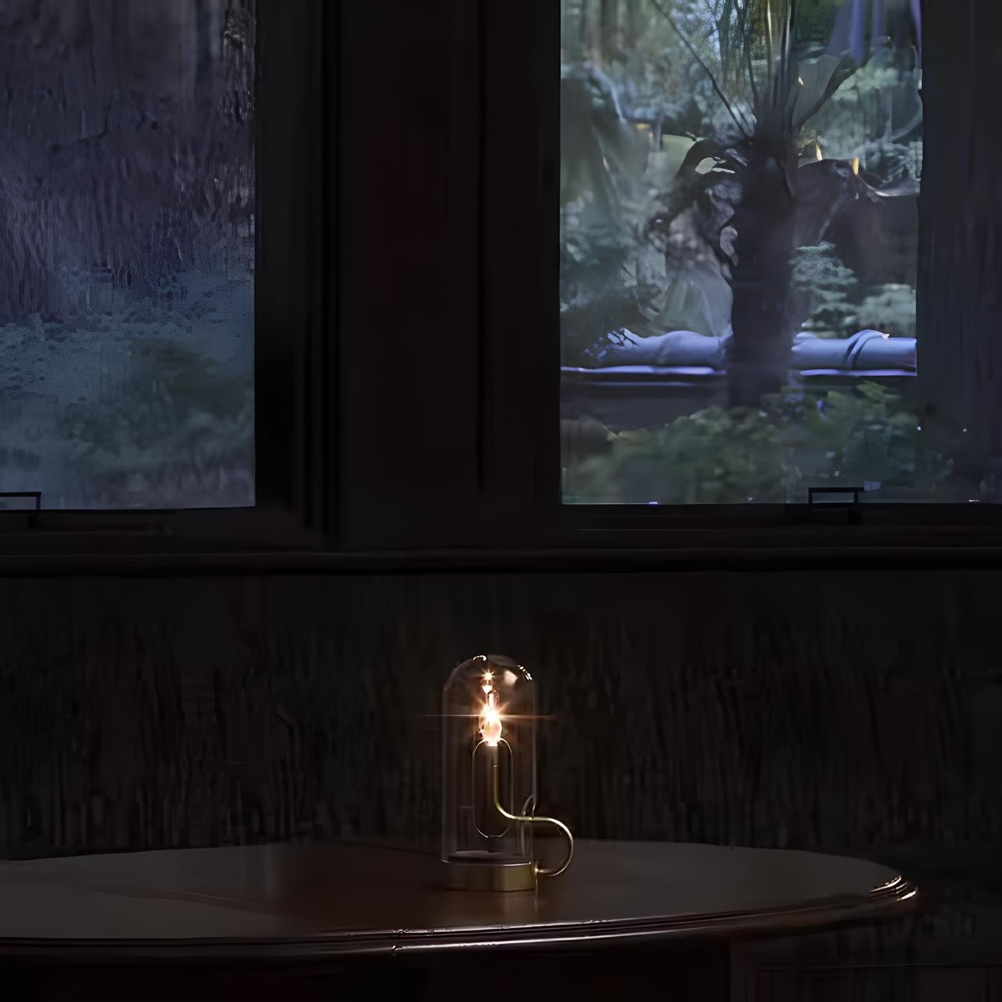 Vintage Pendule Lampe – Glas og Aluminium, Varm Hvid LED Belysning til Stuen eller Haven