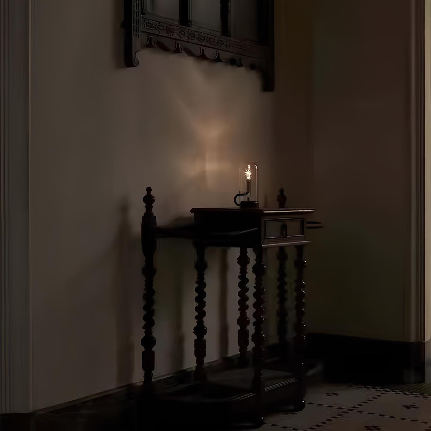 Vintage Pendule Lampe – Glas og Aluminium, Varm Hvid LED Belysning til Stuen eller Haven
