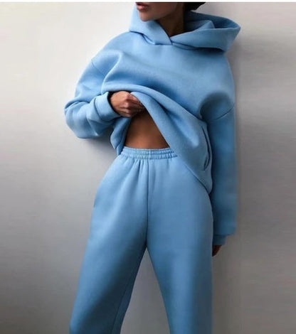 Ladies Oversized 2-Piece Jogging Suit - Hoodie with hood & sweatpants, home suit for loungewear and streetwear