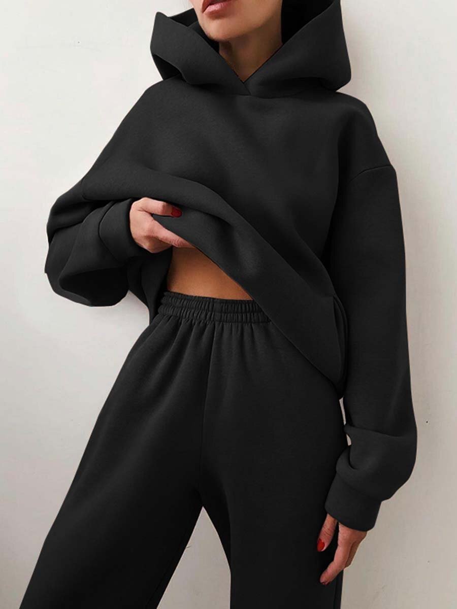 Ladies Oversized 2-Piece Jogging Suit - Hoodie with hood & sweatpants, home suit for loungewear and streetwear