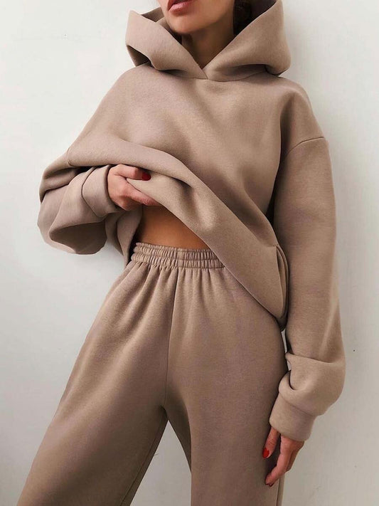 Ladies Oversized 2-Piece Jogging Suit - Hoodie with hood & sweatpants, home suit for loungewear and streetwear