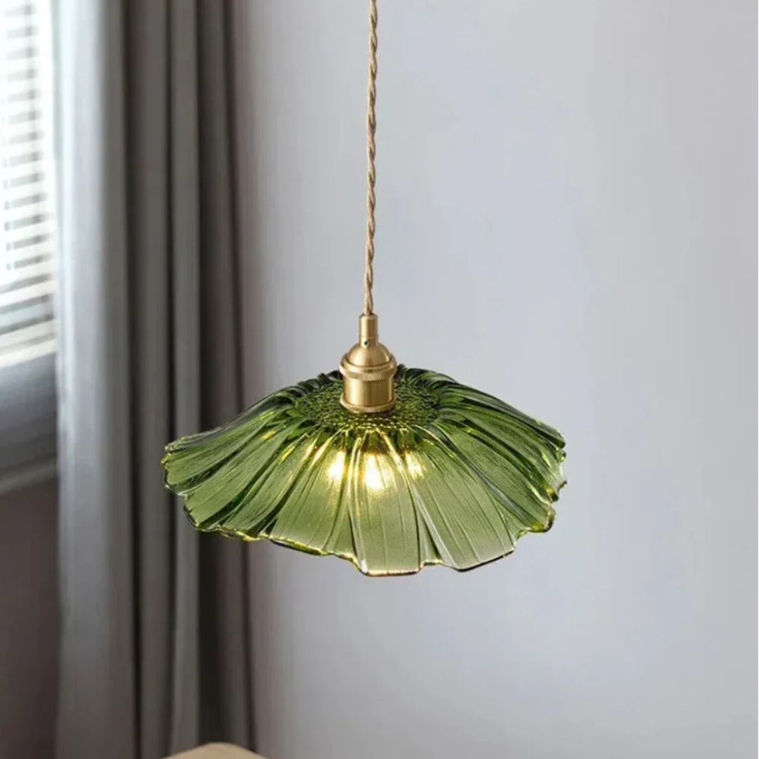 Ceiling Lamp – Deep Red Glass, Flower Shape for Dining Table or Living Room Decoration