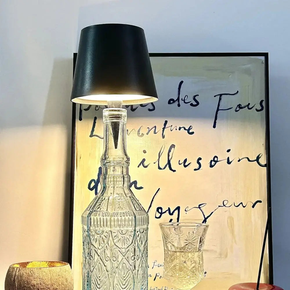 Glas Flaske Lampe – USB Opladelig, Justerbar Lysstyrke og Farve til Unik Boligindretning