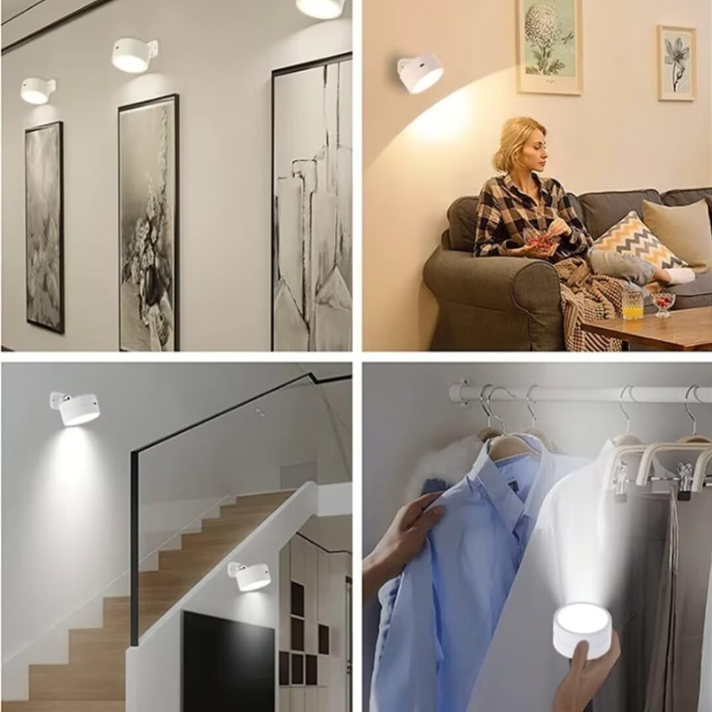 Rechargeable Wall Lamp – Cylindrical Design in White for Bedroom, Living Room or Hallway with Anstäländer