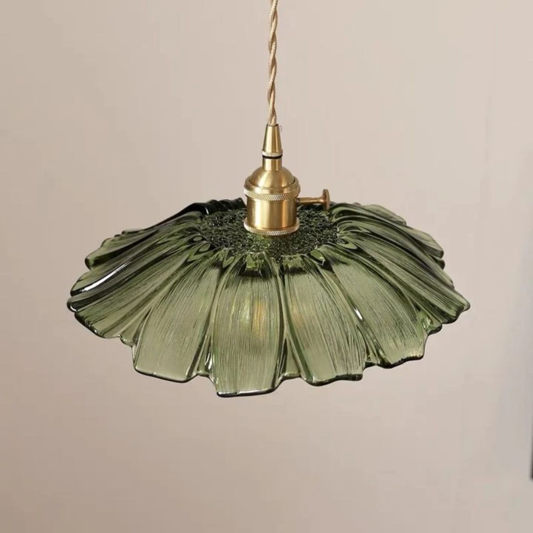 Ceiling Lamp – Deep Red Glass, Flower Shape for Dining Table or Living Room Decoration