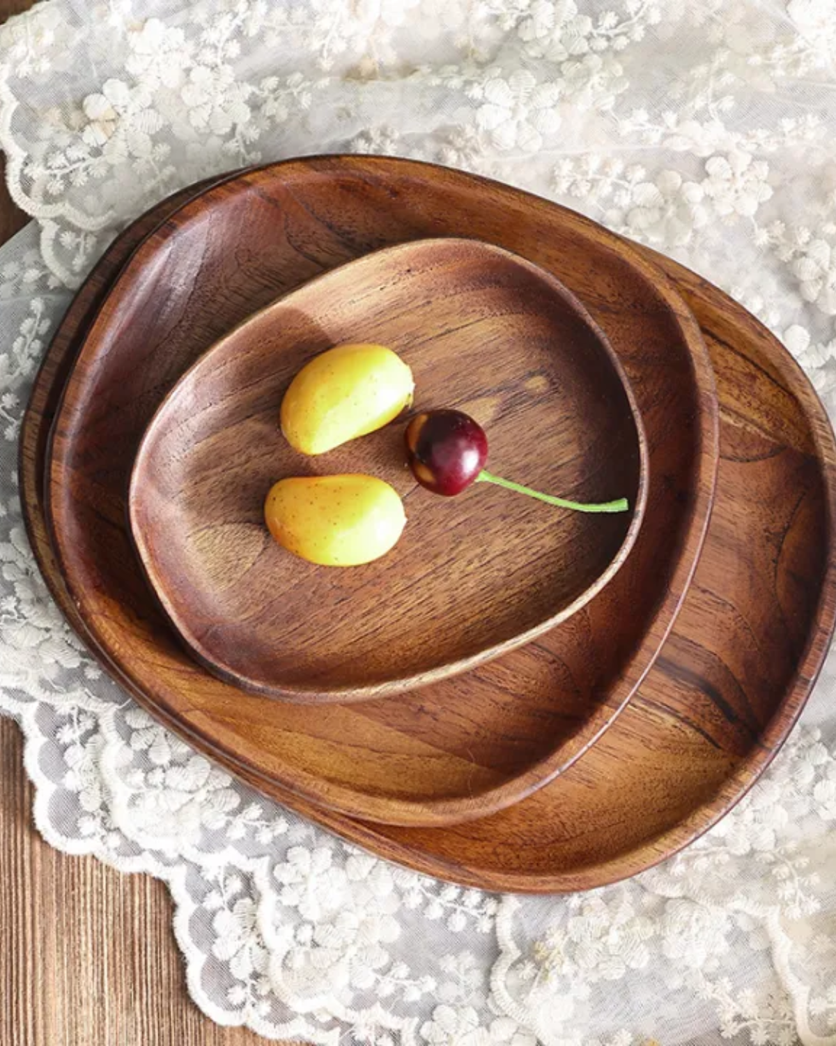 Tree Serving Board Set – Natural Acacia, Rustic Style for Kitchen or Dining Table