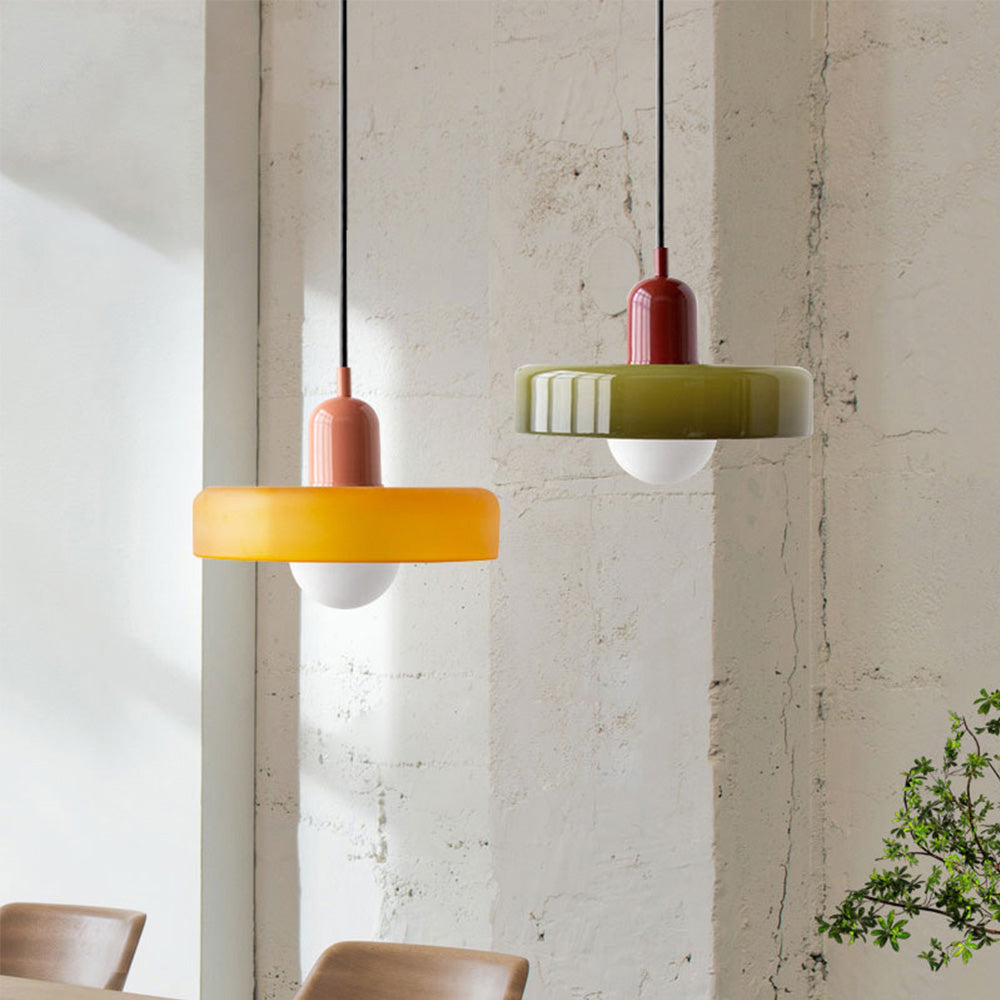 Retro Pendant Lamp – Colorful Glass Dome with Playful Design for Dining Table or Kitchen