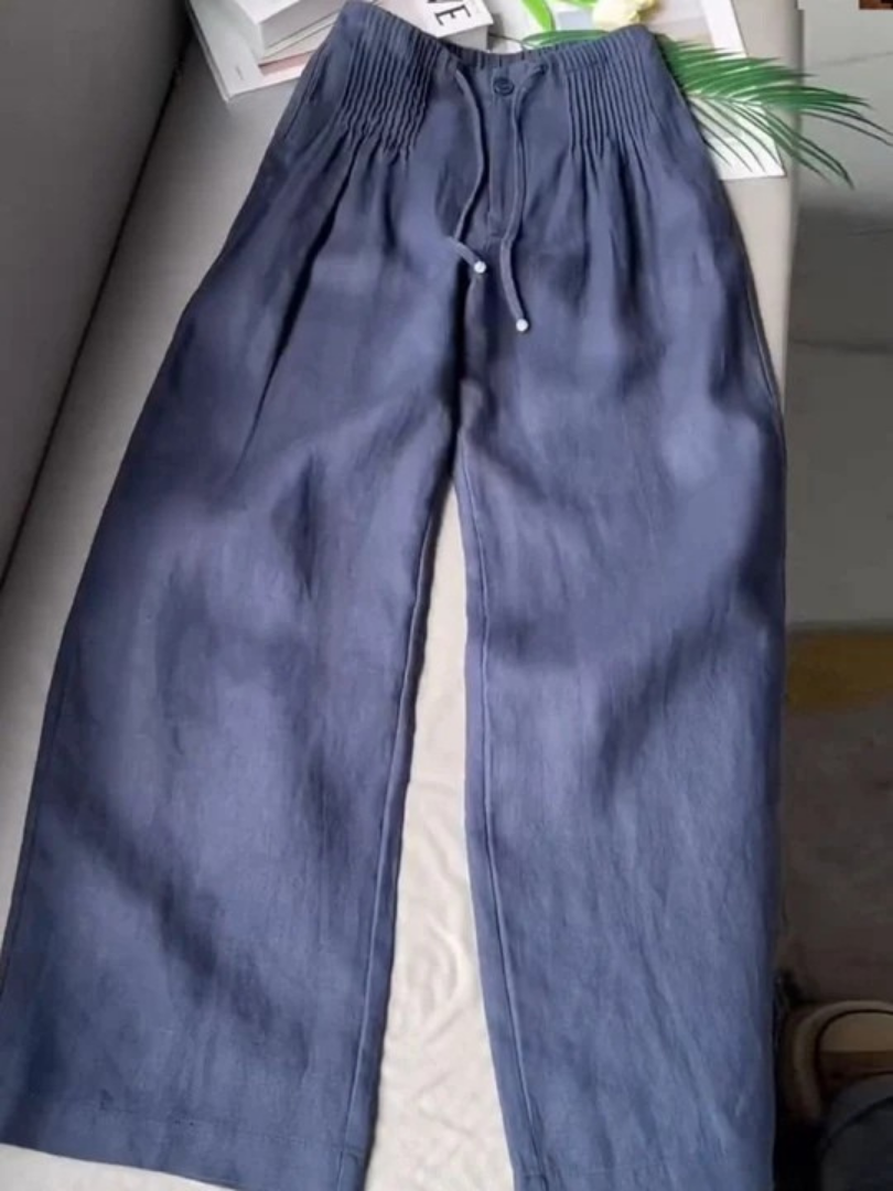Dame Wide-Leg Bukser med Høj Talje og Snøretalje