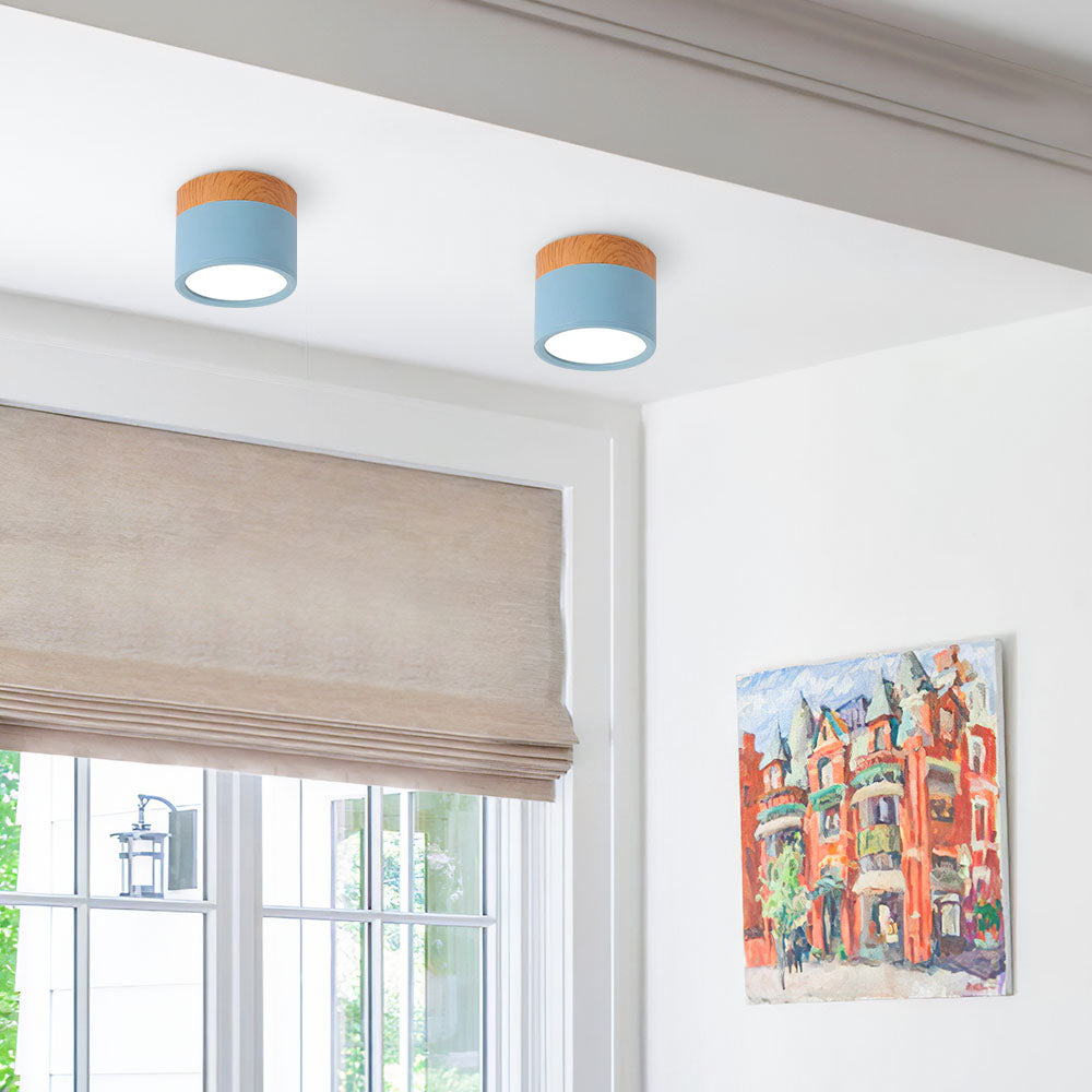 Ceiling Lamp – Aluminum with Wood Accent, Modern Design for the Entryway, Dining Room, or Living Room