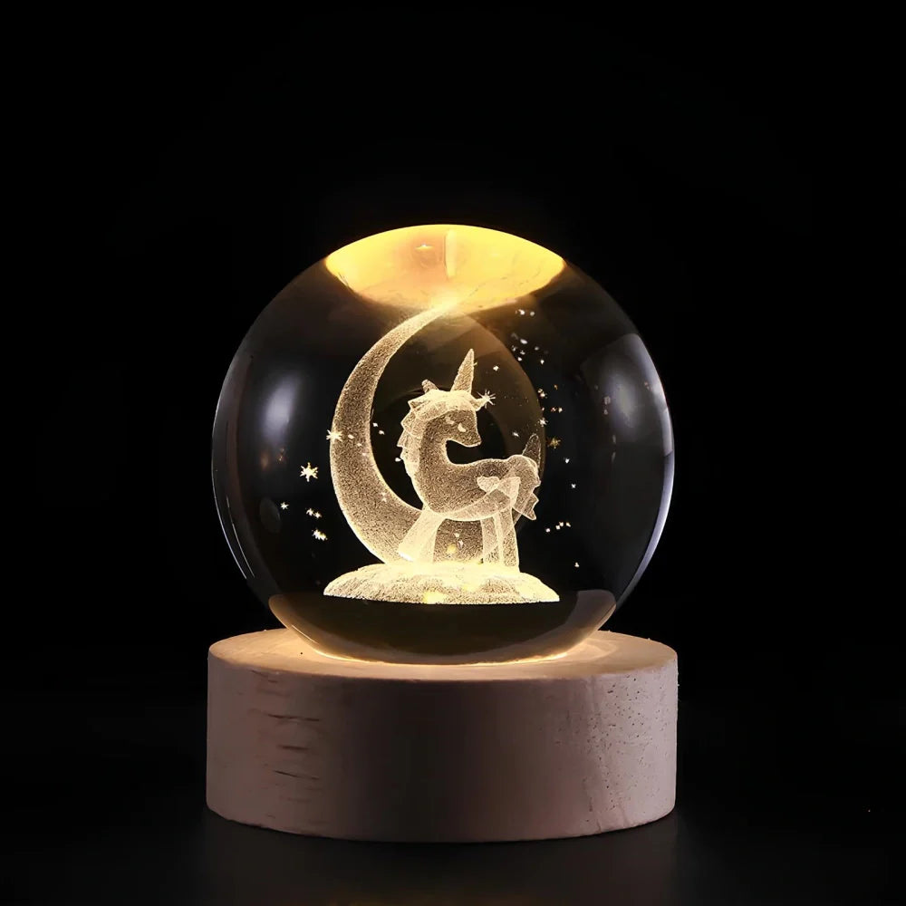 Luminous Crystal Bal – Glas, Varm Hvid Belysning til Soveværelse eller Stue Dekoration