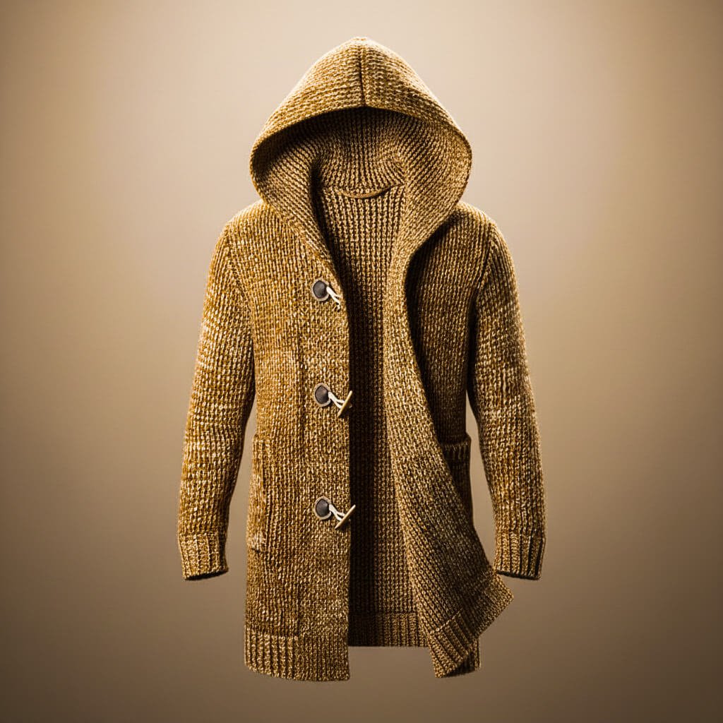 Soren | Men's Chunky Knit Hooded Duffle Cardigan