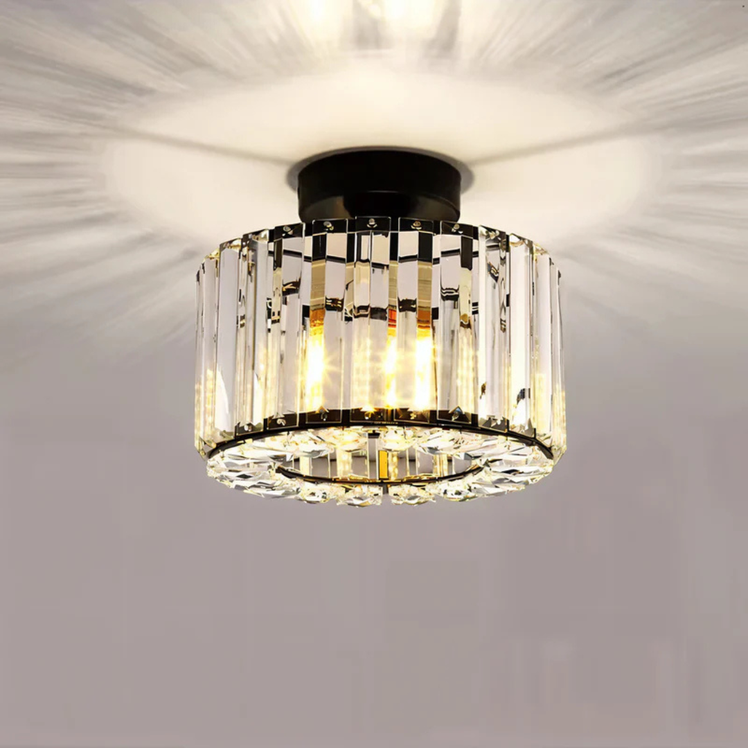Crystal Ceiling Lamp – Iron and Crystal, Modern Design for Living Room or Bedroom